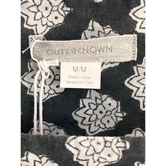 Outerknown Astrid Floral Ruffle Flutter Sleeve Blouse Top Gray Women's M NWT - Picture 6 of 11